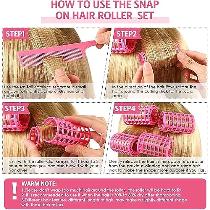 2 PCS Hair Rollers Snap-On Self Grip Curlers – No Heat Hair Styling Rollers for Curling & Adding Volume – DIY Hairdressing Curlers for Short & Long Hair – Easy to Use Salon Tools for Women & Girls - Image 4